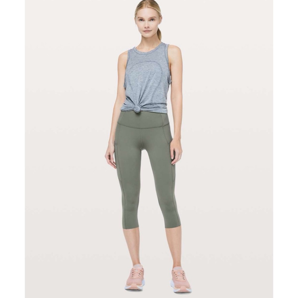 Lululemon Fast & Free Crop II 19” Nulux Green Sage 2